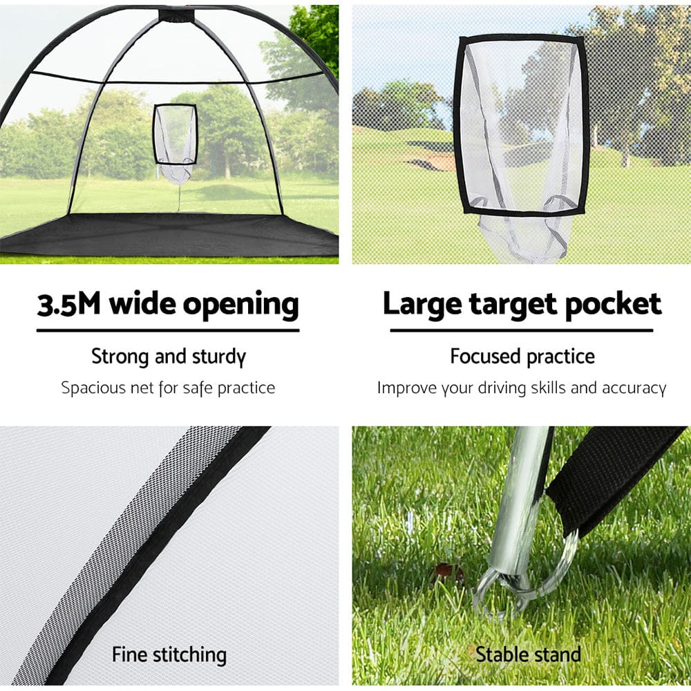 Everfit Sports & Fitness > Golf > Golf Training Aids Everfit 3.5m Golf Practice Net Portable Training Aid Driving Target Tent Black