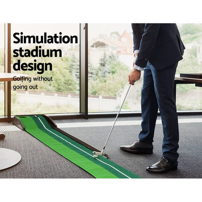 Everfit Sports & Fitness > Golf > Golf Training Aids Everfit 3M Golf Putting Practice Mat Auto Return Putter Indoor Outdoor Training