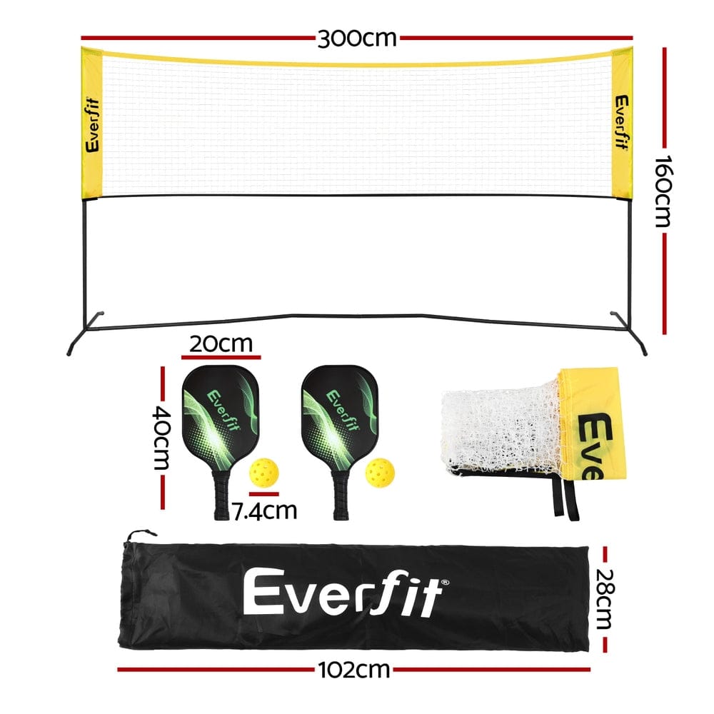 Everfit Sports & Fitness > Racquet Sports > Pickleball Everfit 10ft Portable Pickle Ball Net Adjustable Multi-Sport for Badminton Tennis Pickleball Volleyball