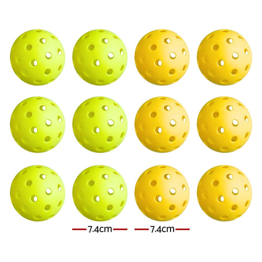 Everfit Sports & Fitness > Racquet Sports > Pickleball Everfit 12PC Pickleballs Set 40-Hole Design Indoor Outdoor Durable PE Balls Green/Yellow