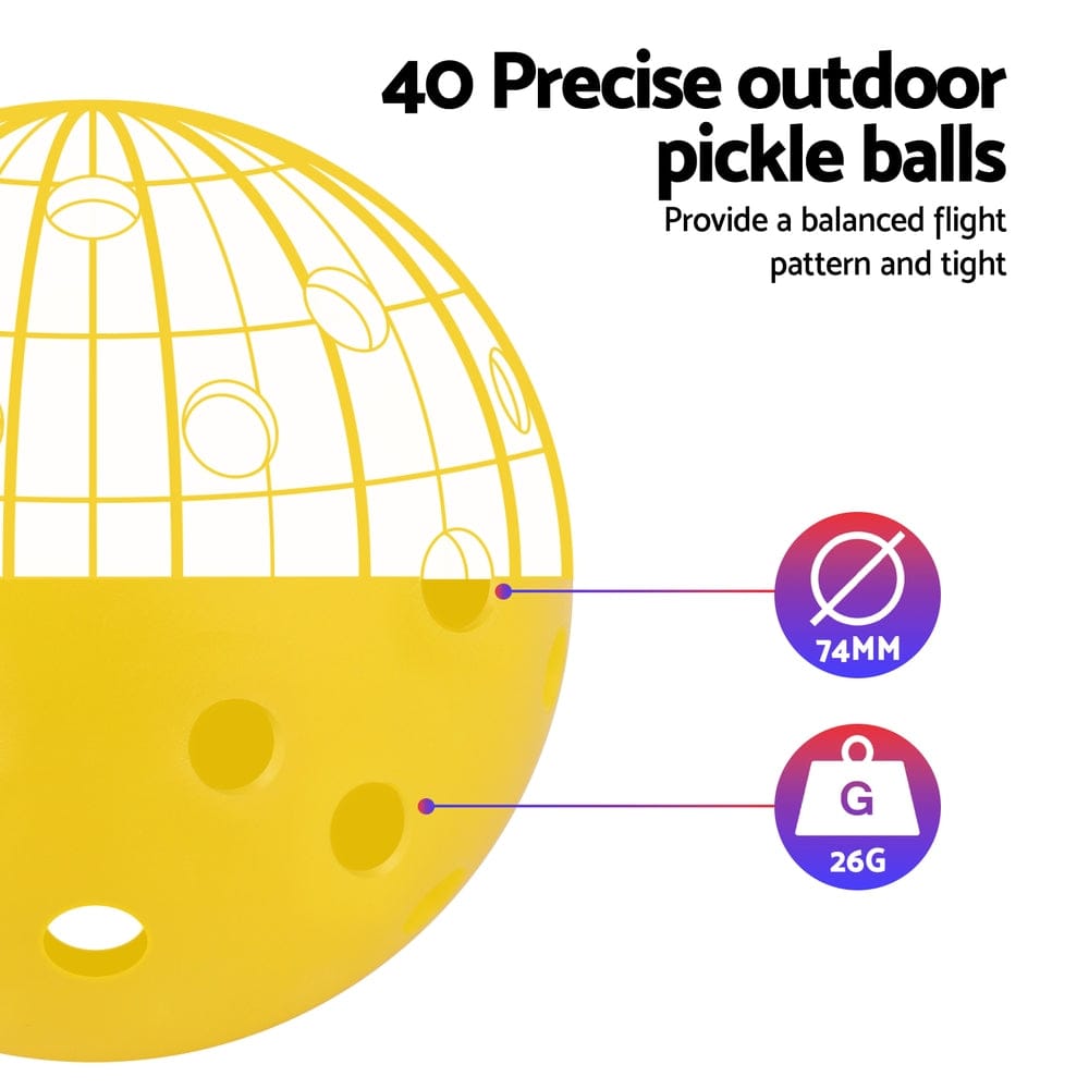 Everfit Sports & Fitness > Racquet Sports > Pickleball Everfit 12PC Pickleballs Set 40-Hole Design Indoor Outdoor Durable PE Balls Green/Yellow