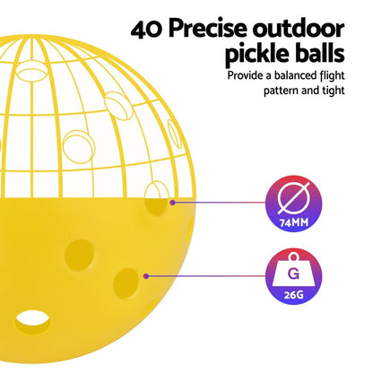 Everfit Sports & Fitness > Racquet Sports > Pickleball Everfit 12PC Pickleballs Set 40-Hole Design Indoor Outdoor Durable PE Balls Green/Yellow