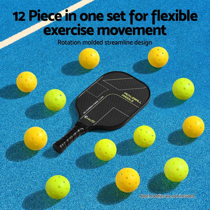 Everfit Sports & Fitness > Racquet Sports > Pickleball Everfit 12PC Pickleballs Set 40-Hole Design Indoor Outdoor Durable PE Balls Green/Yellow