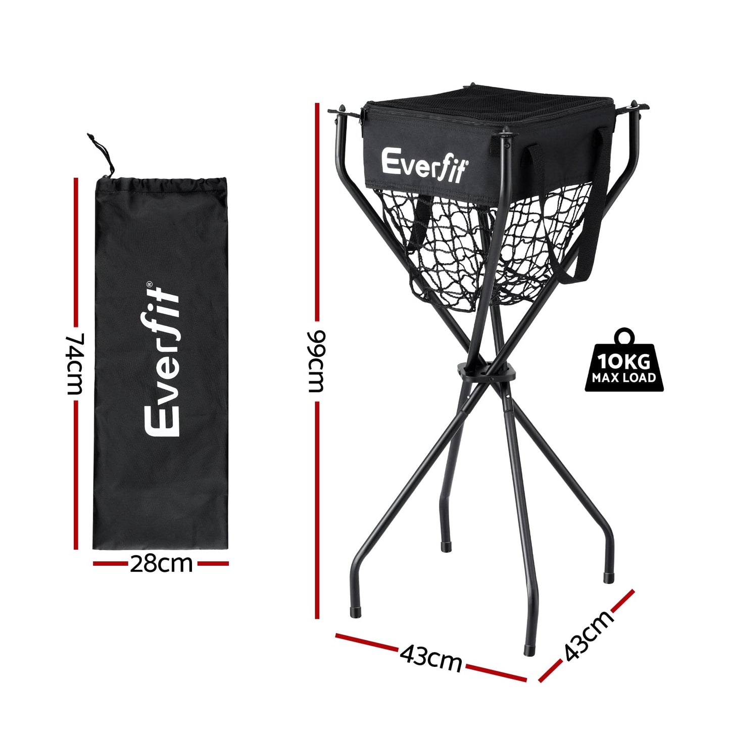 Everfit Sports & Fitness > Racquet Sports > Pickleball Everfit Portable Ball Cart Foldable Pickleball Tennis Baseball Softball