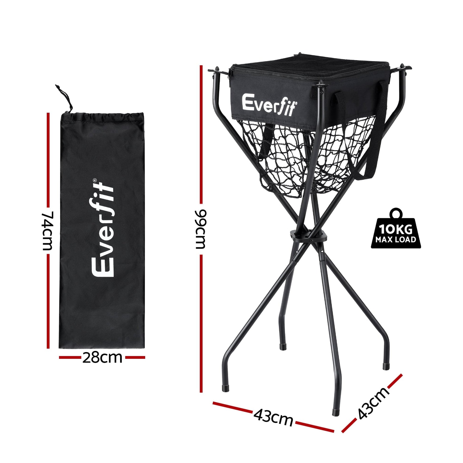 Everfit Sports & Fitness > Racquet Sports > Pickleball Everfit Portable Ball Cart Foldable Pickleball Tennis Baseball Softball