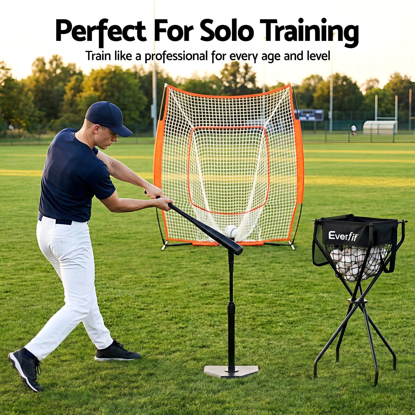 Everfit Sports & Fitness > Racquet Sports > Pickleball Everfit Portable Ball Cart Foldable Pickleball Tennis Baseball Softball