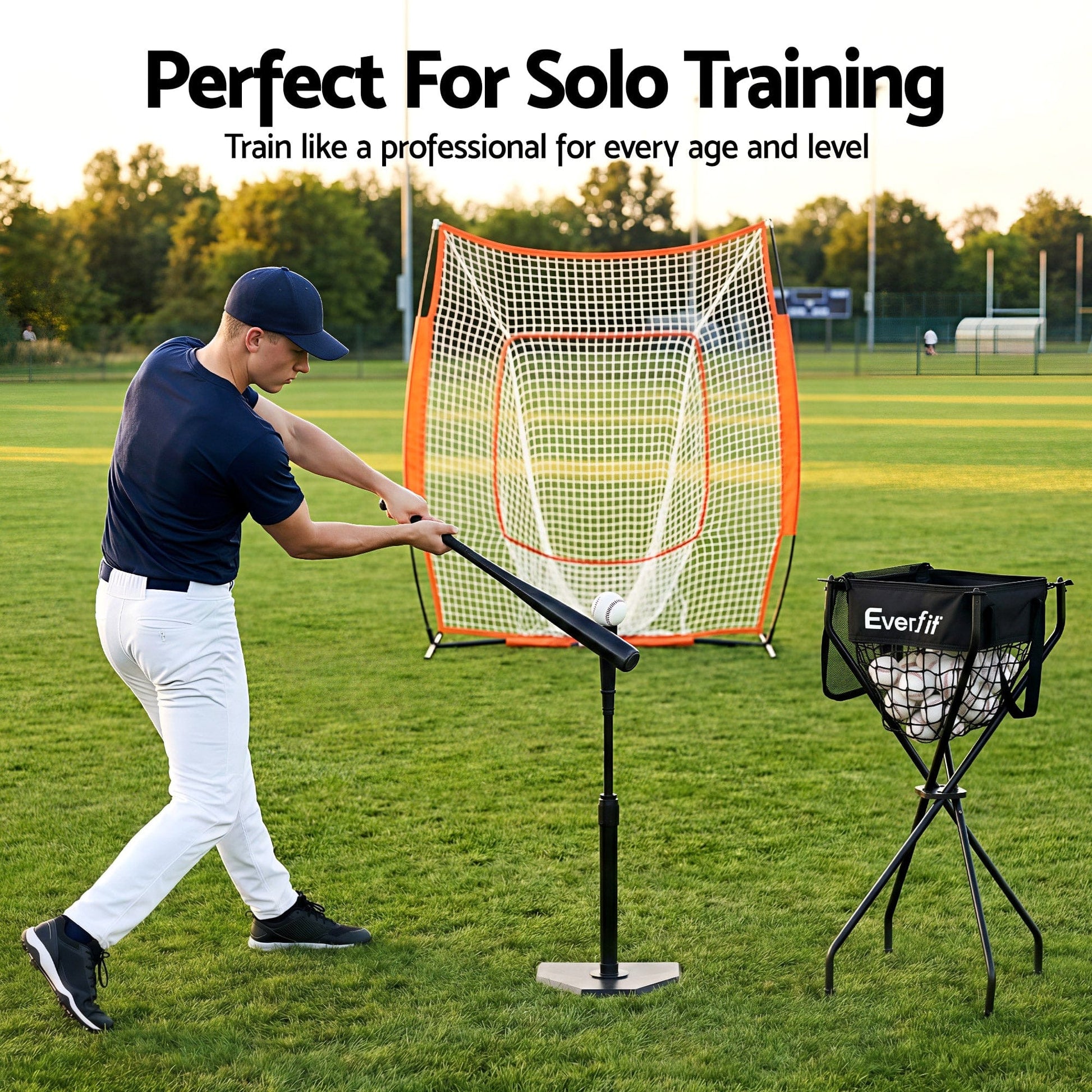 Everfit Sports & Fitness > Racquet Sports > Pickleball Everfit Portable Ball Cart Foldable Pickleball Tennis Baseball Softball