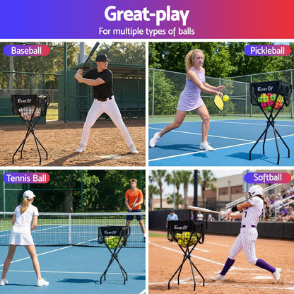 Everfit Sports & Fitness > Racquet Sports > Pickleball Everfit Portable Ball Cart Foldable Pickleball Tennis Baseball Softball