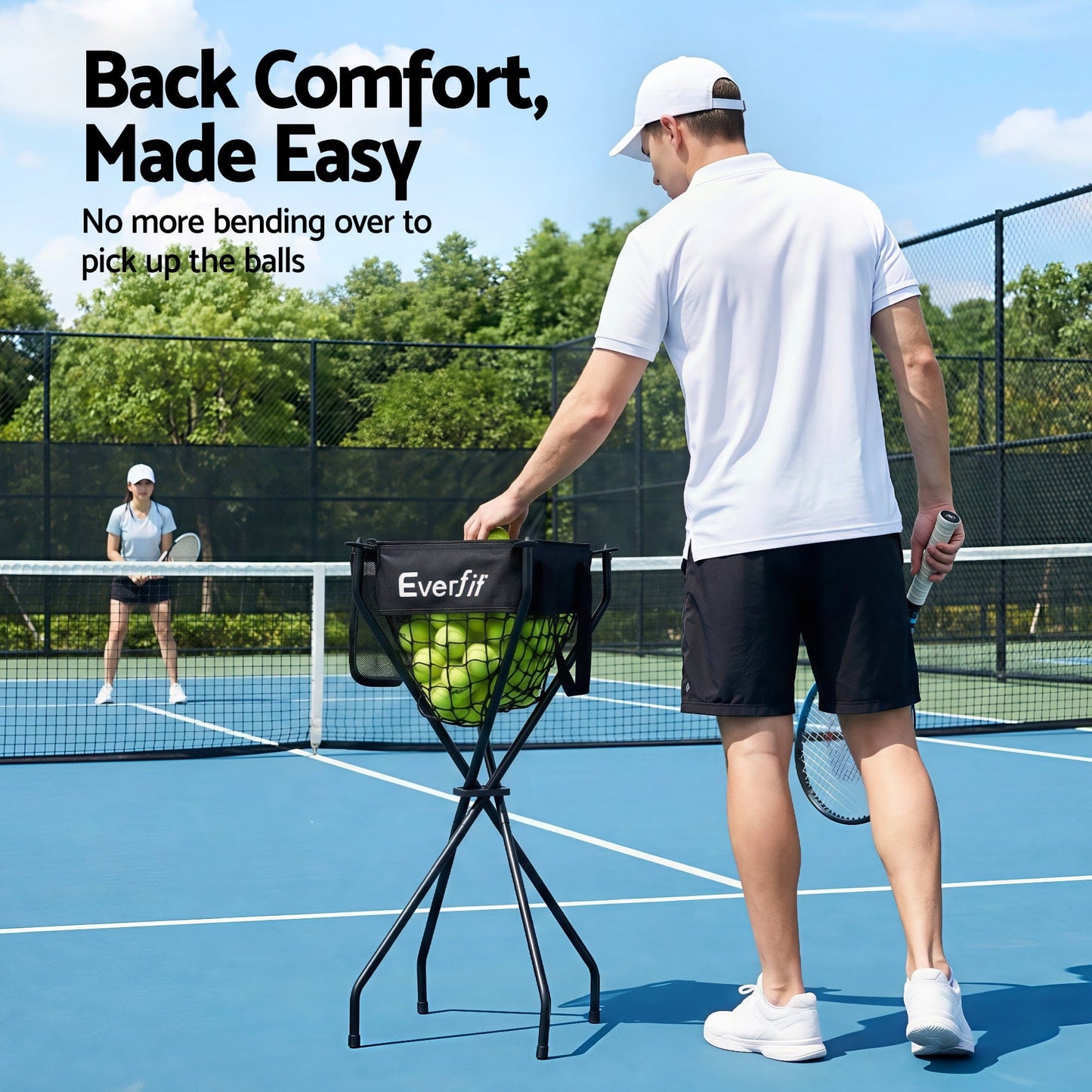 Everfit Sports & Fitness > Racquet Sports > Pickleball Everfit Portable Ball Cart Foldable Pickleball Tennis Baseball Softball