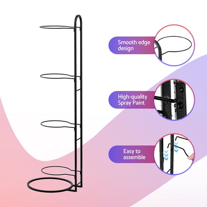 Everfit Tools > Tools Storage > Wall Storage Racks Everfit Ball Storage Rack Sports Equipment Organizer 4-Tier Holder for Garage Gym Black