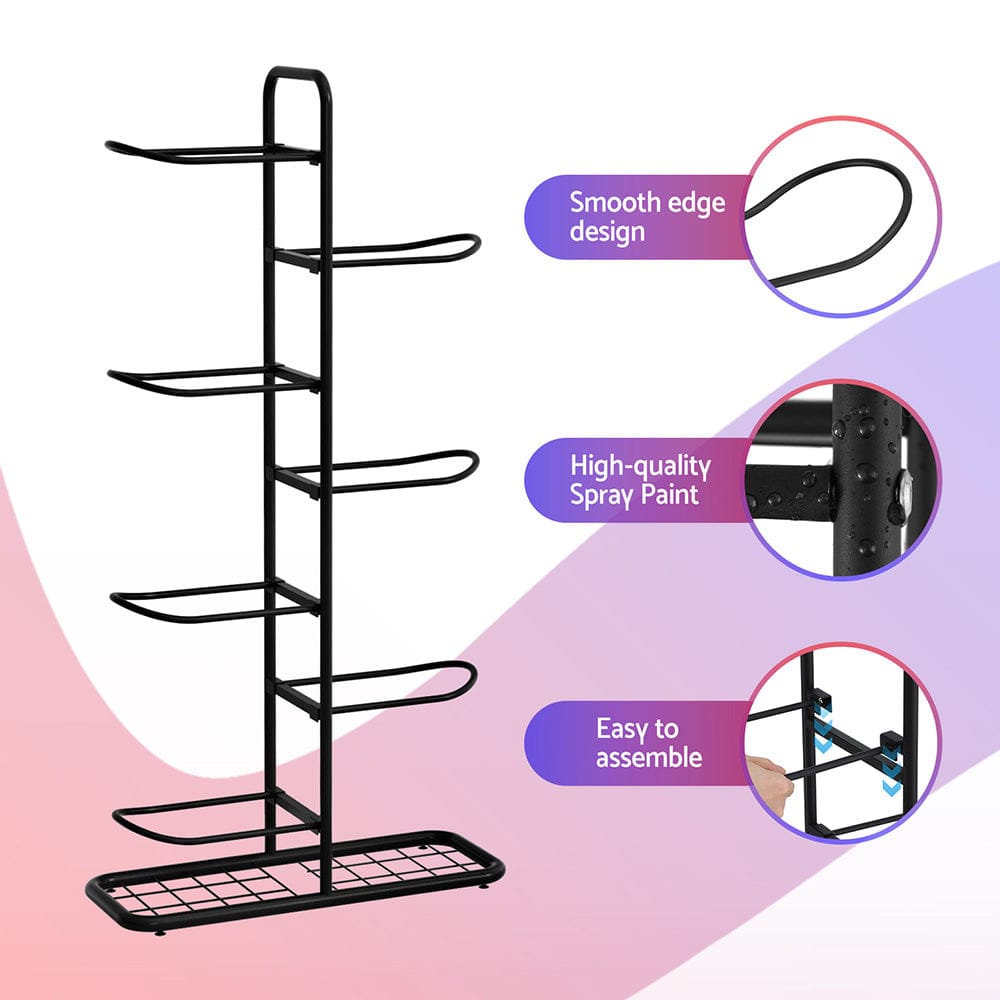 Everfit Tools > Tools Storage > Wall Storage Racks Everfit Ball Storage Rack Sports Equipment Organizer 7-Tier Holder for Garage Gym Black