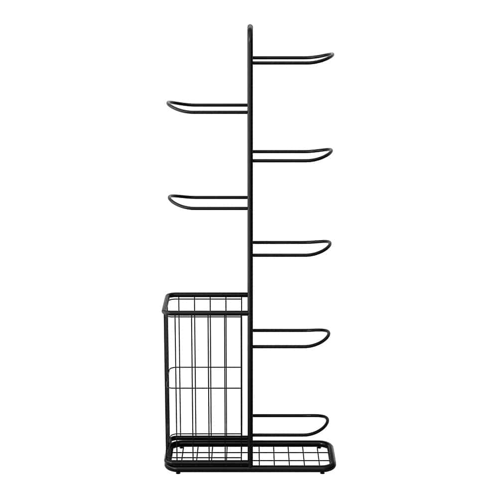 Everfit Tools > Tools Storage > Wall Storage Racks Everfit Ball Storage Rack Sports Equipment Organizer 7-Tier with Basket for Garage Gym Black