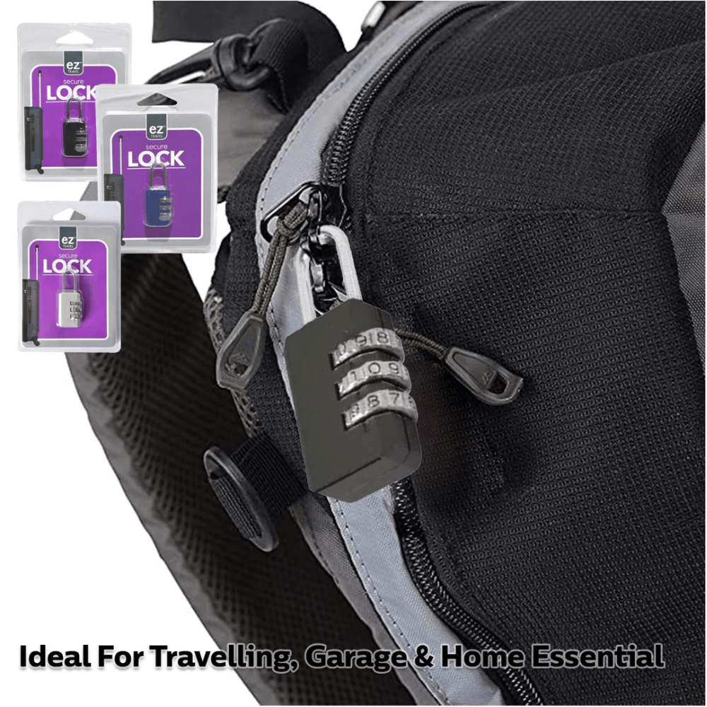 EZ Travel 1x EZ Travel Secure Lock Mini Combination Padlock Swivel Shackle Resettable Code