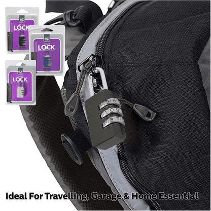 EZ Travel 1x EZ Travel Secure Lock Mini Combination Padlock Swivel Shackle Resettable Code