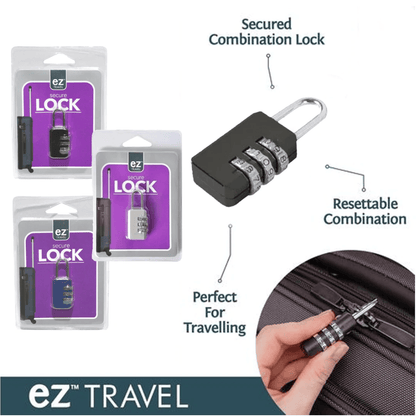 EZ Travel 1x EZ Travel Secure Lock Mini Combination Padlock Swivel Shackle Resettable Code