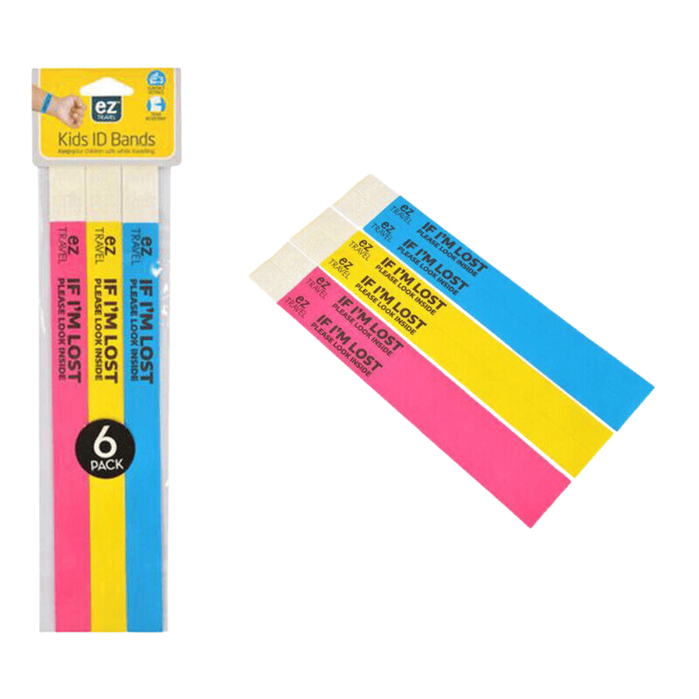 EZ Travel 6pcs Kids Travel ID Wrist Bands Children Safety Lost Information Coloured