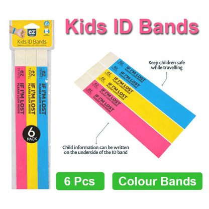 EZ Travel 6pcs Kids Travel ID Wrist Bands Children Safety Lost Information Coloured