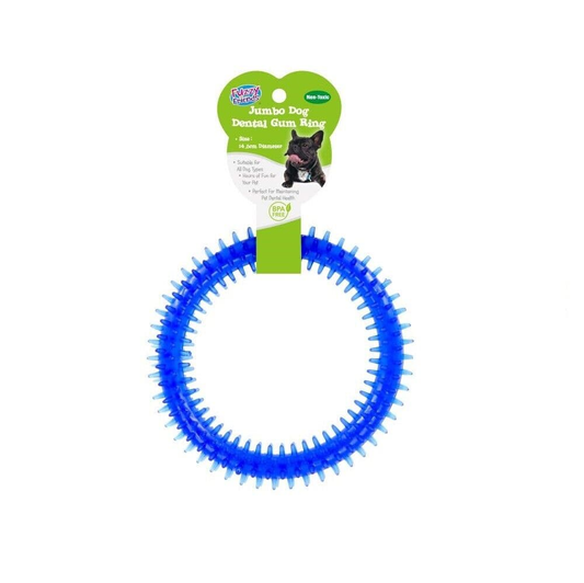 Fuzzy Friends Blue Rubber Bone Dog Toys Tough Toy Dog Chew Playing Chewer Dental Ring