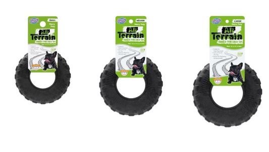 Fuzzy Friends Chewer Heavy Duty Terrain Rubber Tyre Chew Dog Puppy Tough Durable Toy Dental Hygiene