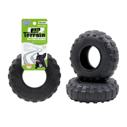 Fuzzy Friends Chewer Medium Heavy Duty Terrain Rubber Tyre Chew Dog Puppy Tough Durable Toy Dental Hygiene