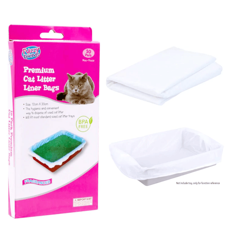 Fuzzy Friends Liter Liner 10pcs Cat Litter Liners Bags Liner White Kitten Dispose Tray Pets 72 x 30cm