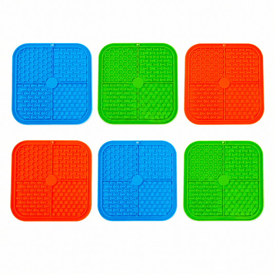 Fuzzy Friends Pet Feeding Bowls Dog Lick Mat Slow Feeder Non-Slip Pet Calming Mat for Wet Food & Treats Peanut