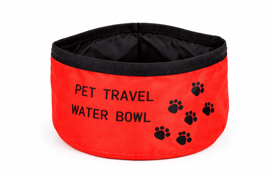 Fuzzy Friends Pet Feeding Bowls Red Large Portable Pet Dog Cat Foldable Feeding Bowl Camping Travel Food Water Feed