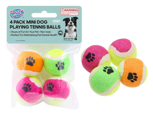Fuzzy Friends Pet Toy Mini Dog Tennis Balls 3.5cm Tennis Balls 4 Pack Launcher Toy Pet Play Outdoor