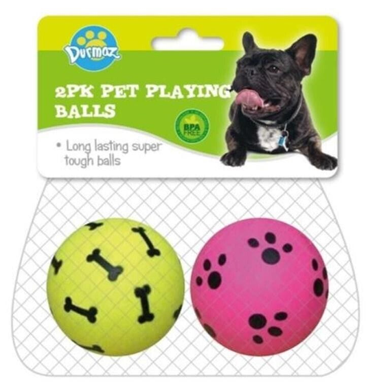 Fuzzy Friends Pet Toys Dog Balls 6cm 2 Pack Launcher Toy Pet Puppy Fetch Play Outdoor Training