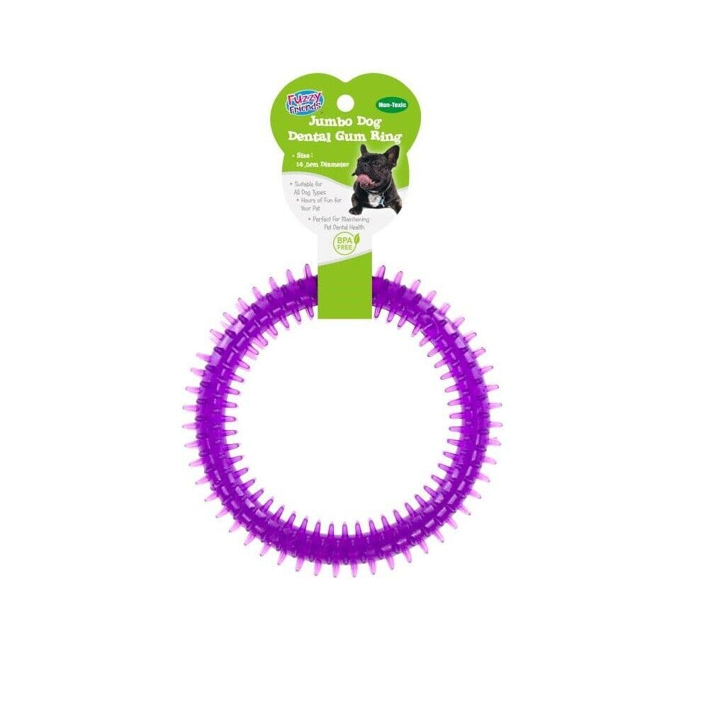 Fuzzy Friends Purple Rubber Bone Dog Toys Tough Toy Dog Chew Playing Chewer Dental Ring