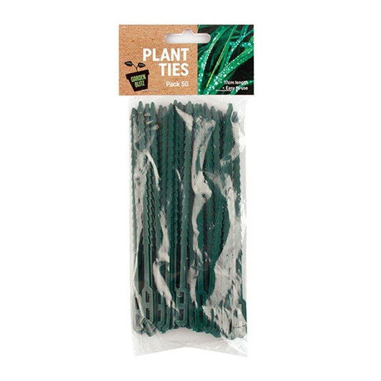 Garden Blitz Plant ties 50 Plant Tie Plastic Cable Green Garden Adjustable Climbing Support Reuse 17cm