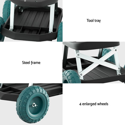 Gardeon Baby & Kids > Kid's Furniture > Kid's Tables, Chairs & Seats Gardeon Garden Cart Rolling Stool with Wheels Gardening Helper Seat Farm Yard