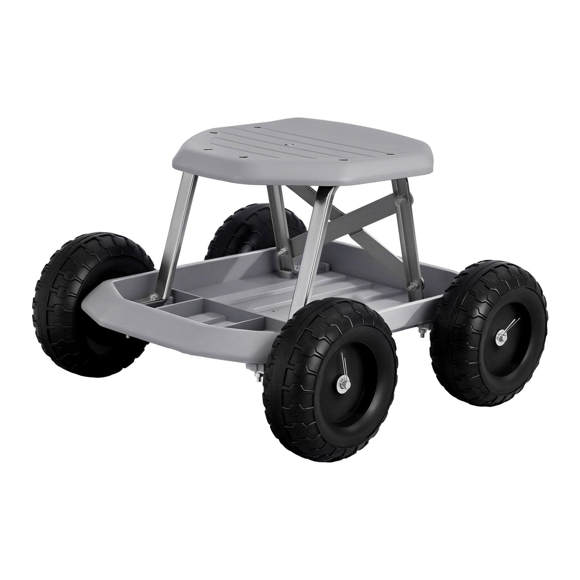 Gardeon Baby & Kids > Kid's Furniture > Kid's Tables, Chairs & Seats Gardeon Garden Cart Seat with Wheels, Rolling Work Stool with Tool Storage Tray, 440lbs (200kg) Heavy Duty Capacity Garden Stool for Outdoor Yard Work, Car Detailing, and Garage Maintenance, Grey/Black