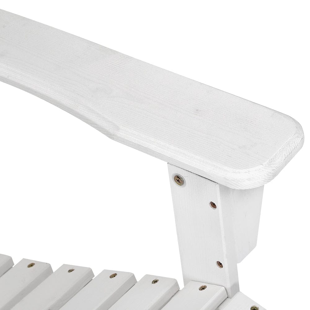 Gardeon Furniture > Outdoor > Outdoor Chairs Gardeon 2PC Adirondack Outdoor Table and Chair Wooden Beach Chair Patio Furniture White