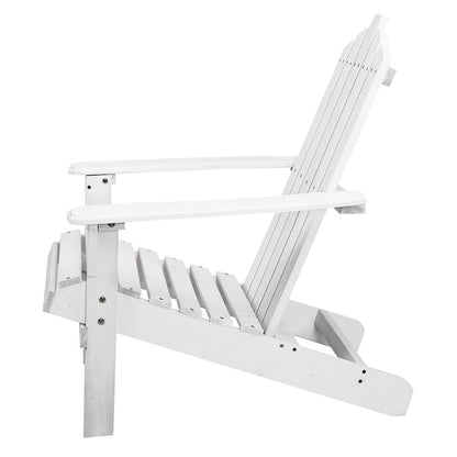 Gardeon Furniture > Outdoor > Outdoor Chairs Gardeon 2PC Adirondack Outdoor Table and Chair Wooden Beach Chair Patio Furniture White