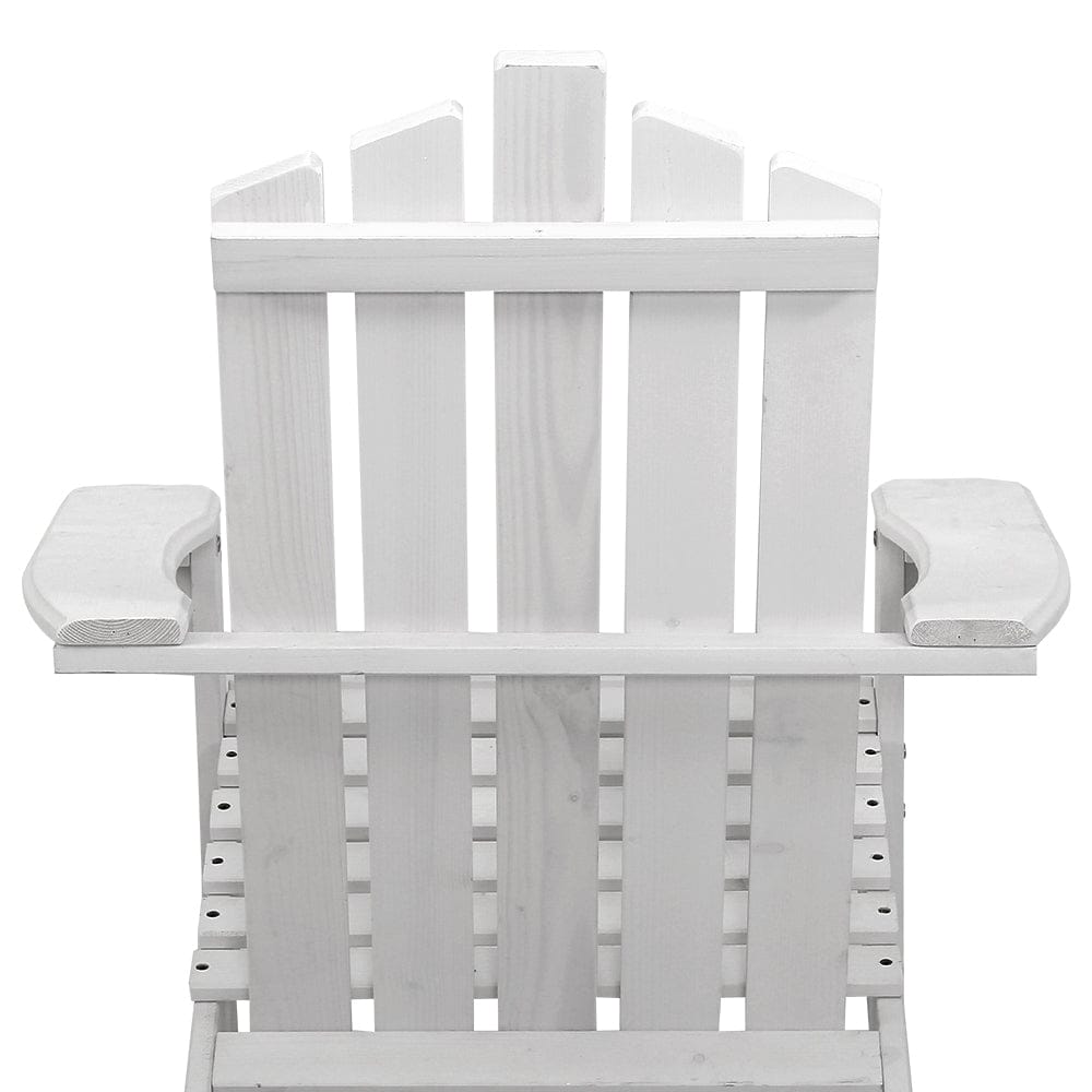 Gardeon Furniture > Outdoor > Outdoor Chairs Gardeon 2PC Adirondack Outdoor Table and Chair Wooden Beach Chair Patio Furniture White