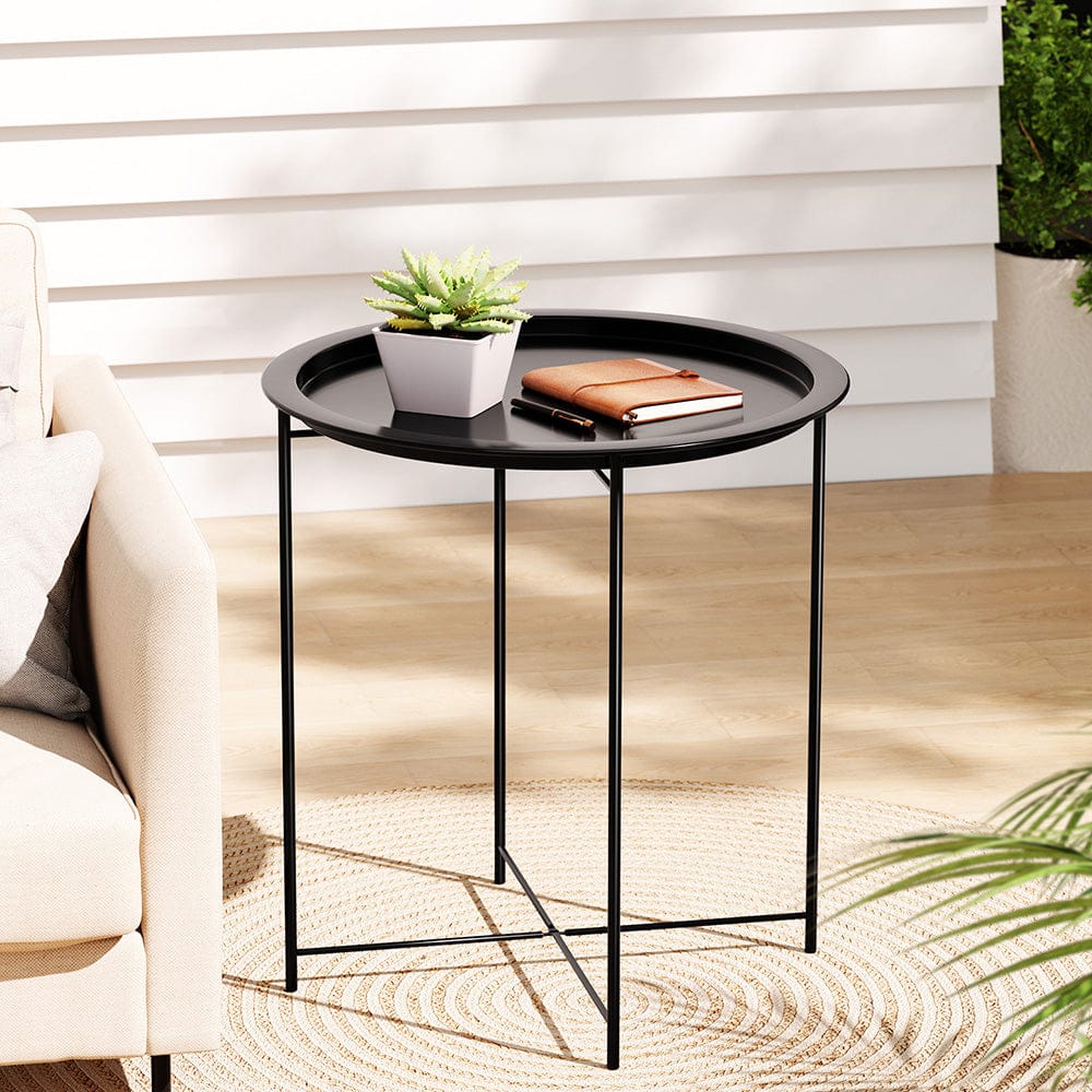 Gardeon Furniture > Outdoor > Outdoor Chairs Gardeon Coffee Side Table Steel Outdoor Furniture Indoor Desk Patio Garden
