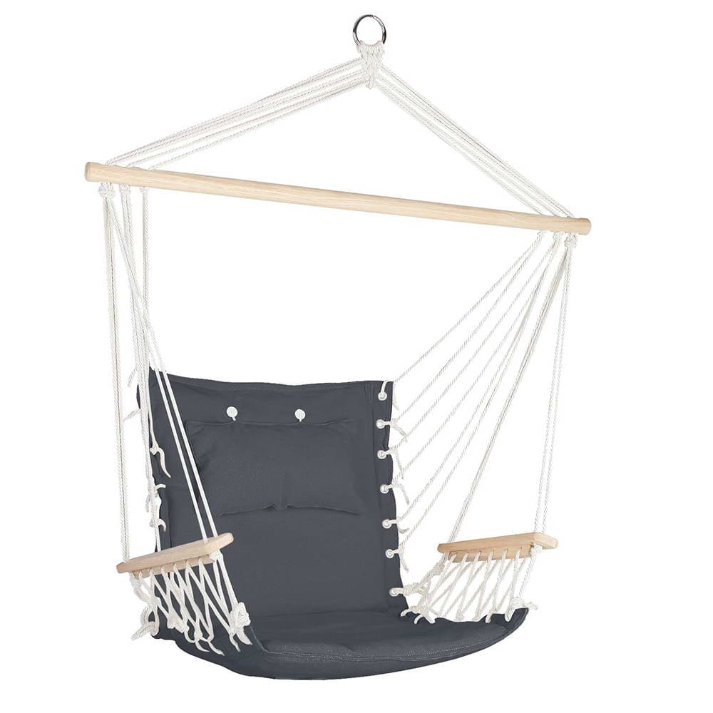 Gardeon Furniture > Outdoor > Outdoor Chairs Gardeon Hammock Chair Hanging with Armrest Camping Hammocks Grey