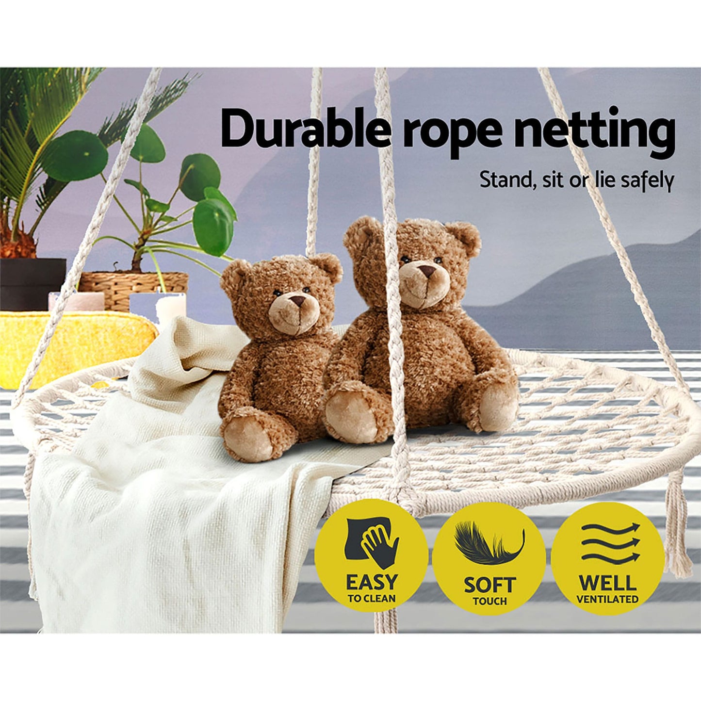 Gardeon Furniture > Outdoor > Outdoor Chairs Gardeon Hammock Chair Outdoor Tree Swing Nest Web Hanging Seat 100cm