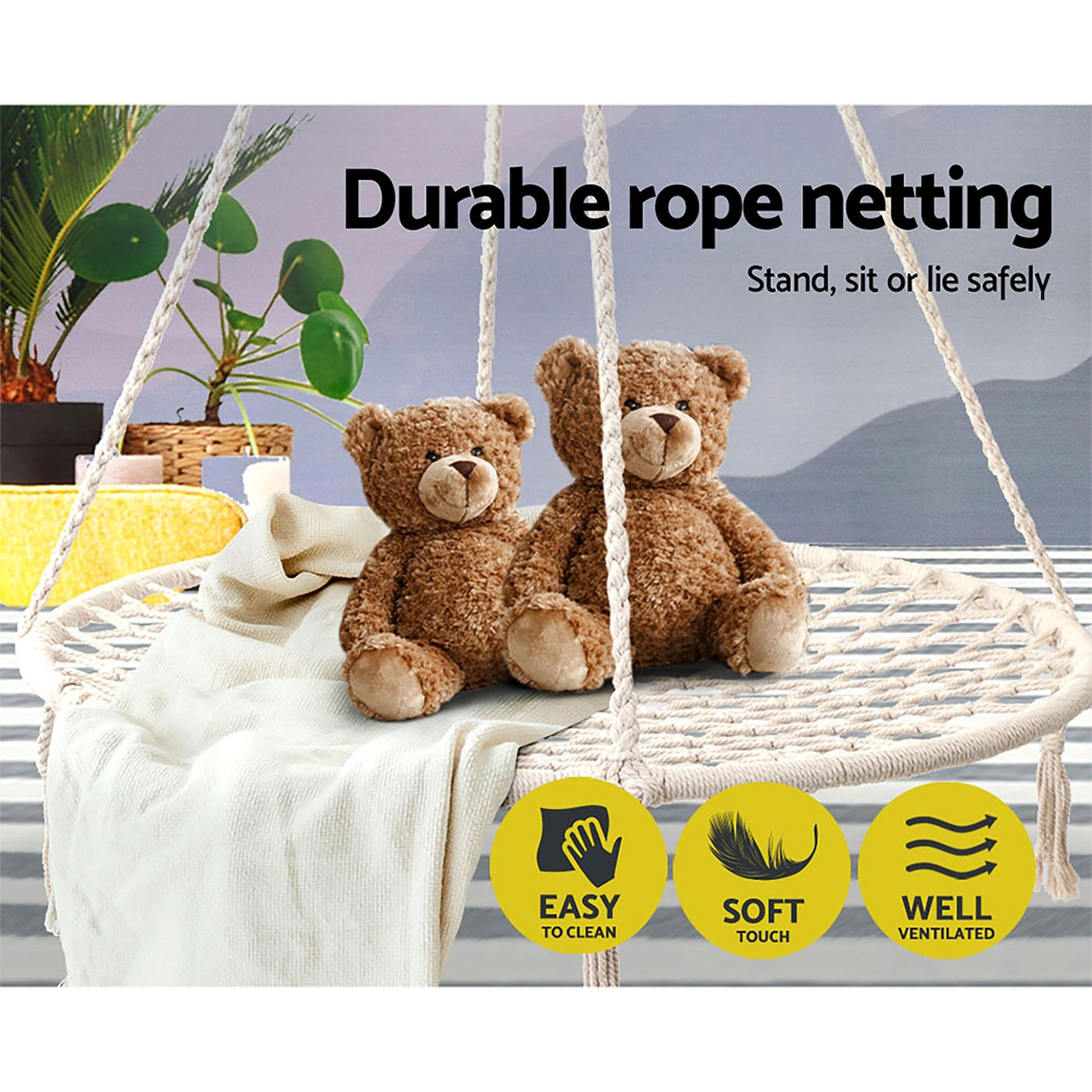 Gardeon Furniture > Outdoor > Outdoor Chairs Gardeon Hammock Chair Outdoor Tree Swing Nest Web Hanging Seat 100cm