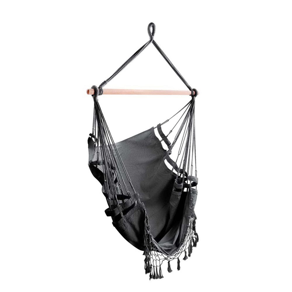 Gardeon Furniture > Outdoor > Outdoor Chairs Gardeon Hanging Hammock Chair Outdoor Swing Hammocks Tassel Grey