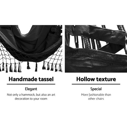 Gardeon Furniture > Outdoor > Outdoor Chairs Gardeon Hanging Hammock Chair Outdoor Swing Hammocks Tassel Grey
