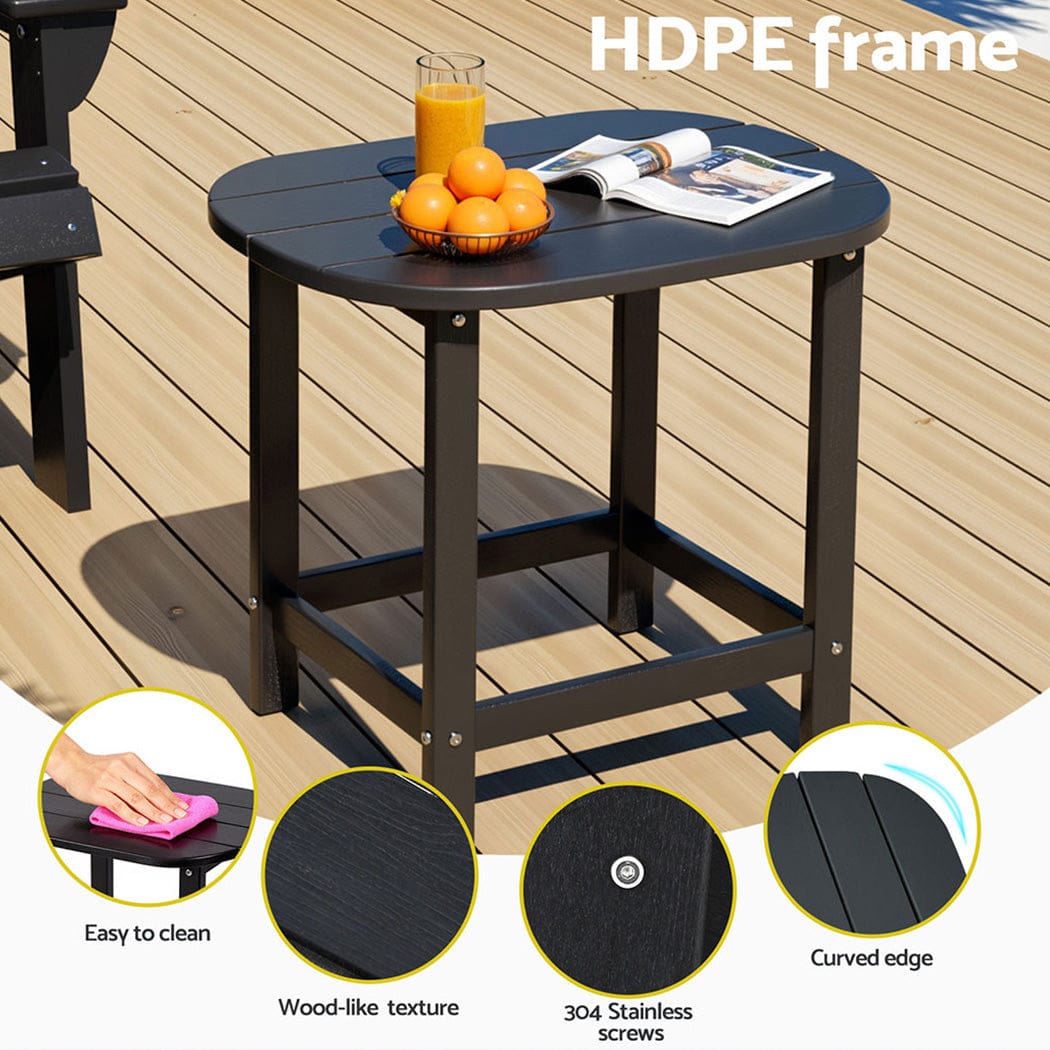 Gardeon Furniture > Outdoor > Outdoor Chairs Gardeon Outdoor Coffee Side Table HDPE Desk Patio Furniture Camping Garden Black