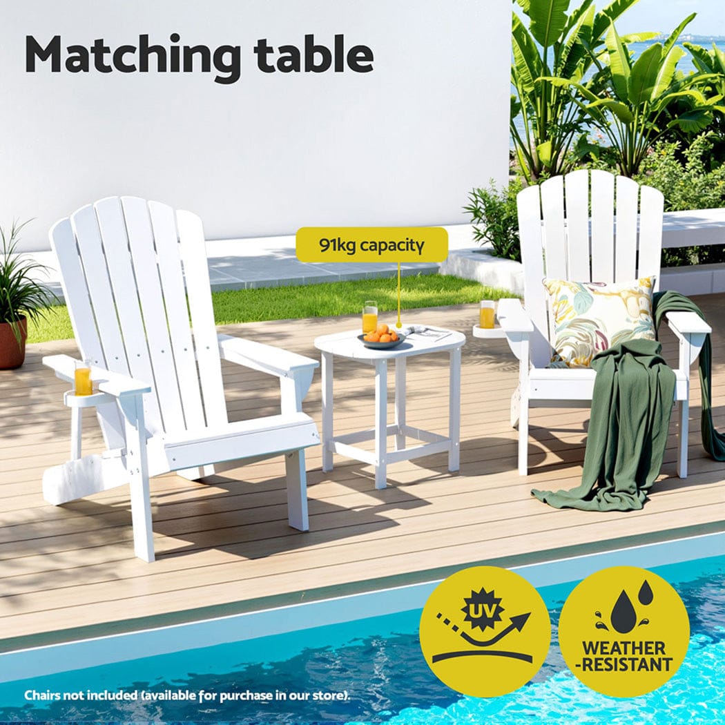 Gardeon Furniture > Outdoor > Outdoor Chairs Gardeon Outdoor Coffee Side Table HDPE Desk Patio Furniture Camping Garden White