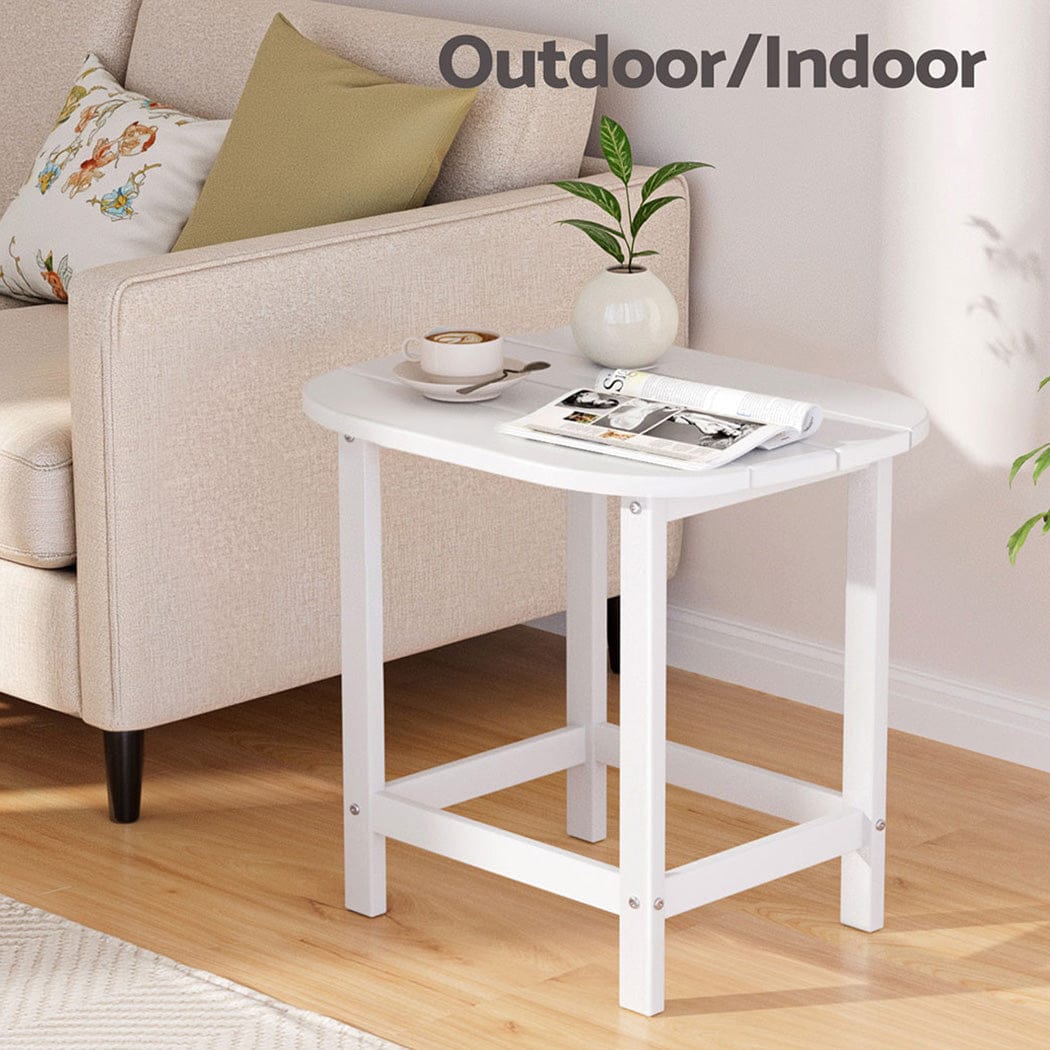 Gardeon Furniture > Outdoor > Outdoor Chairs Gardeon Outdoor Coffee Side Table HDPE Desk Patio Furniture Camping Garden White