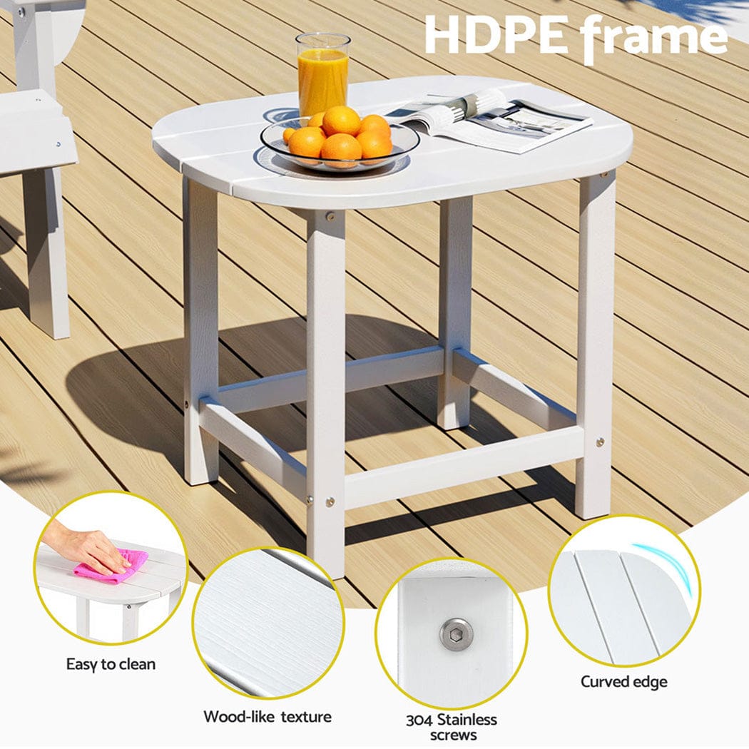 Gardeon Furniture > Outdoor > Outdoor Chairs Gardeon Outdoor Coffee Side Table HDPE Desk Patio Furniture Camping Garden White