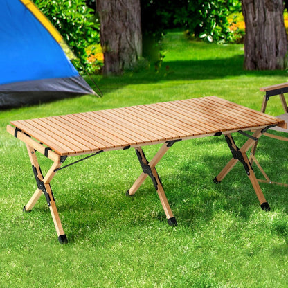 Gardeon Furniture > Outdoor > Outdoor Chairs Gardeon Outdoor Furniture Wooden Egg Roll Picnic Table Camping Desk 120CM