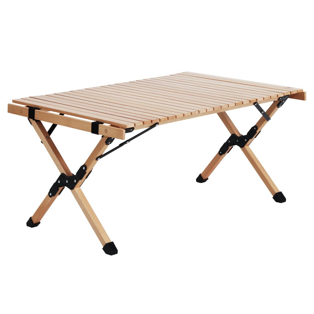 Gardeon Furniture > Outdoor > Outdoor Chairs Gardeon Outdoor Furniture Wooden Egg Roll Picnic Table Camping Desk 90CM
