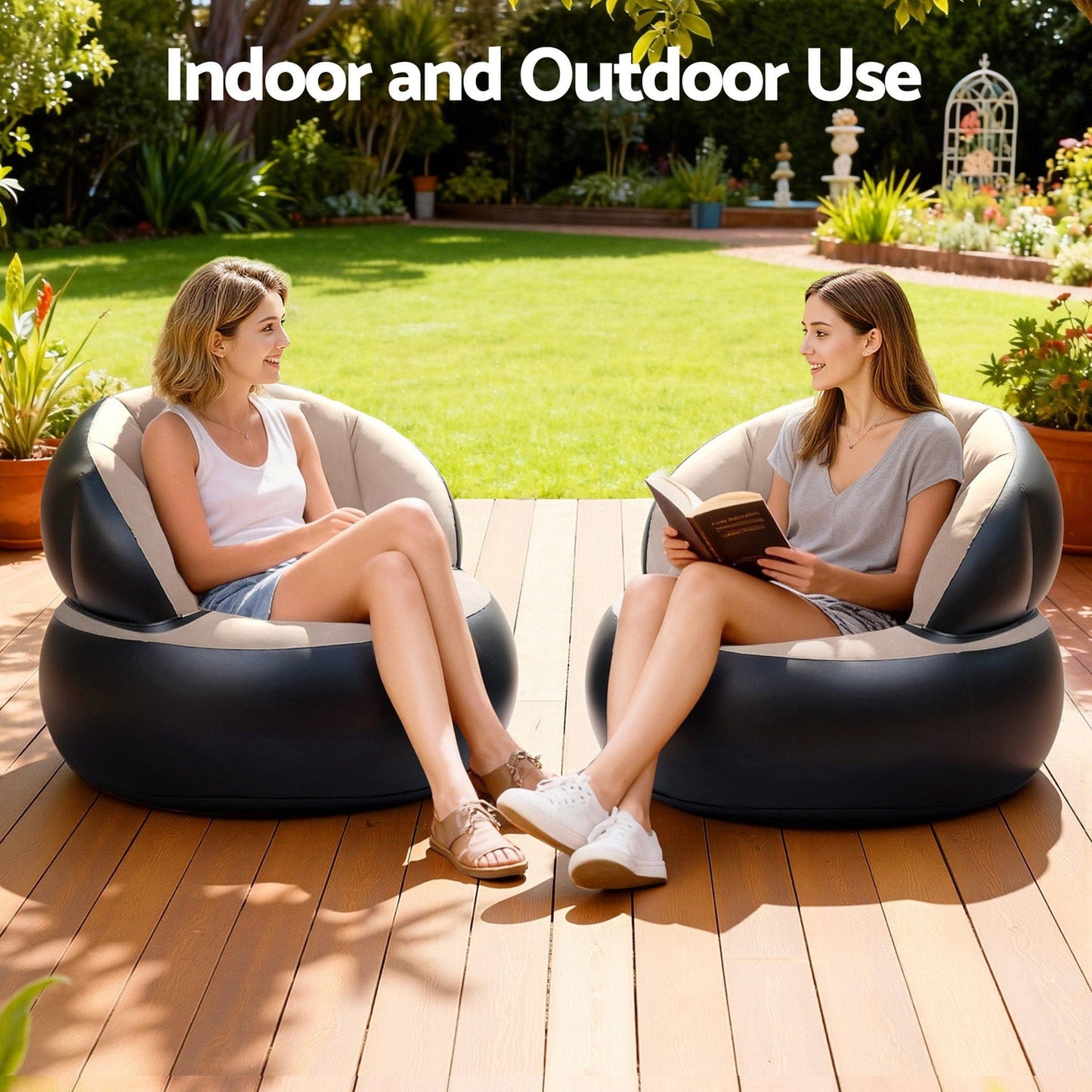 Gardeon Furniture > Outdoor > Outdoor Sofas & Lounge Sets Gardeon Inflatable Chair Blow Up Folding Air Chairs Sofa for Camping with Pump