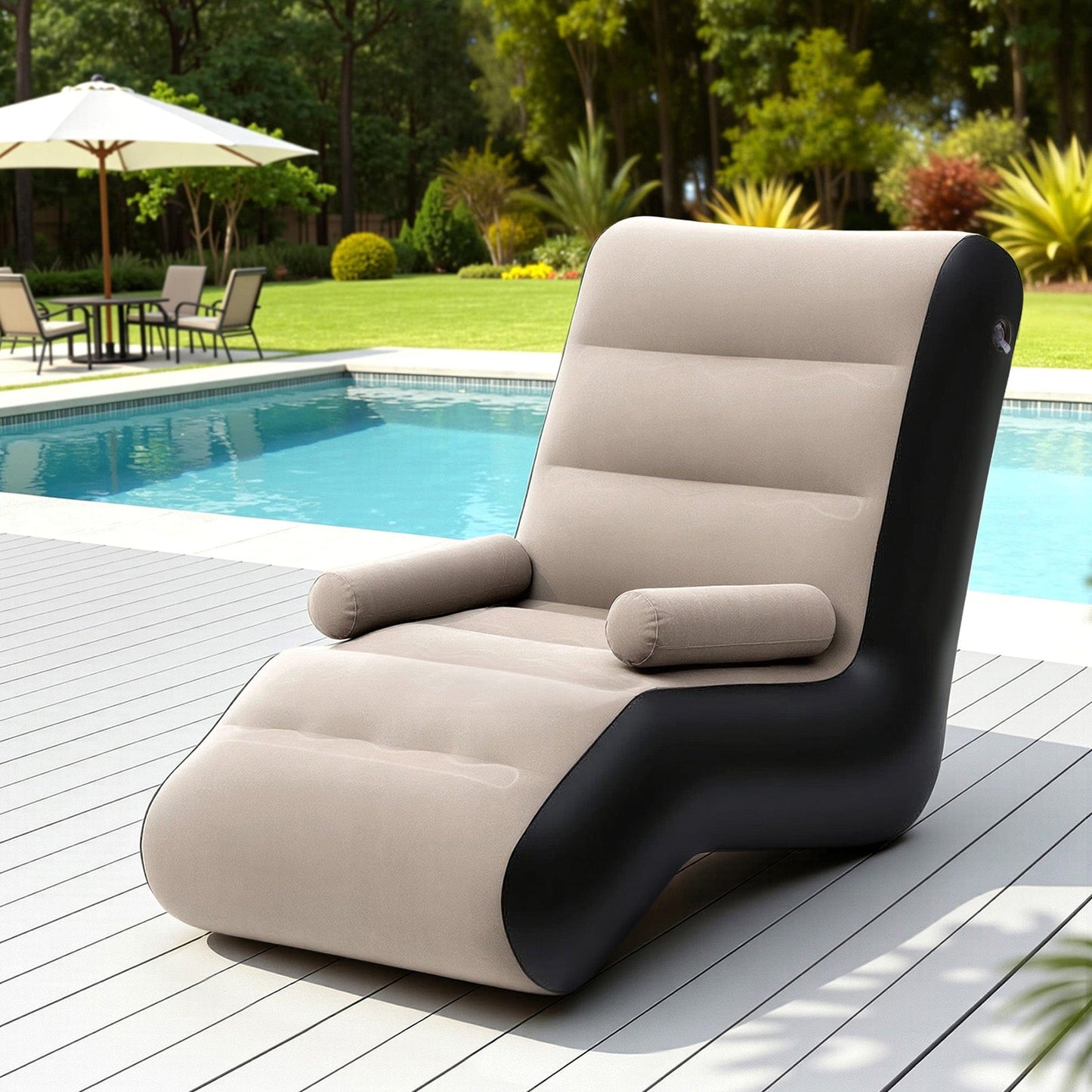 Gardeon Furniture > Outdoor > Outdoor Sofas & Lounge Sets Gardeon Inflatable Chair Sun Lounger Blow Up Folding Air Chairs Sofa for Camping with Pump